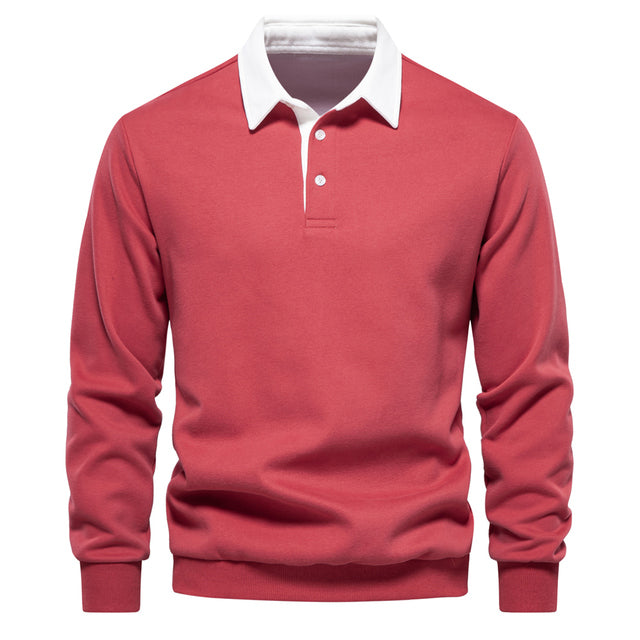 Mokum Classic Cotton Polo Evan | Heren Long Sleeve Polo – Cotton Blend Regular Fit