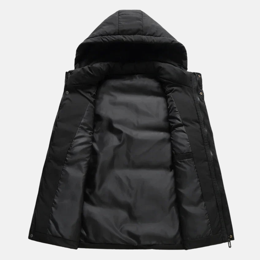Men's Puffer Vest – Quilted – Relaxed Fit – Adjustable Hood