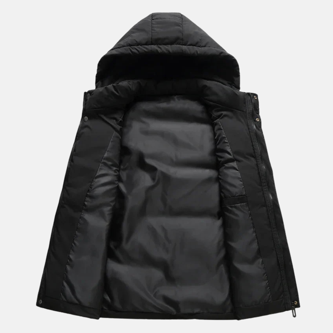 Men's Puffer Vest – Quilted – Relaxed Fit – Adjustable Hood