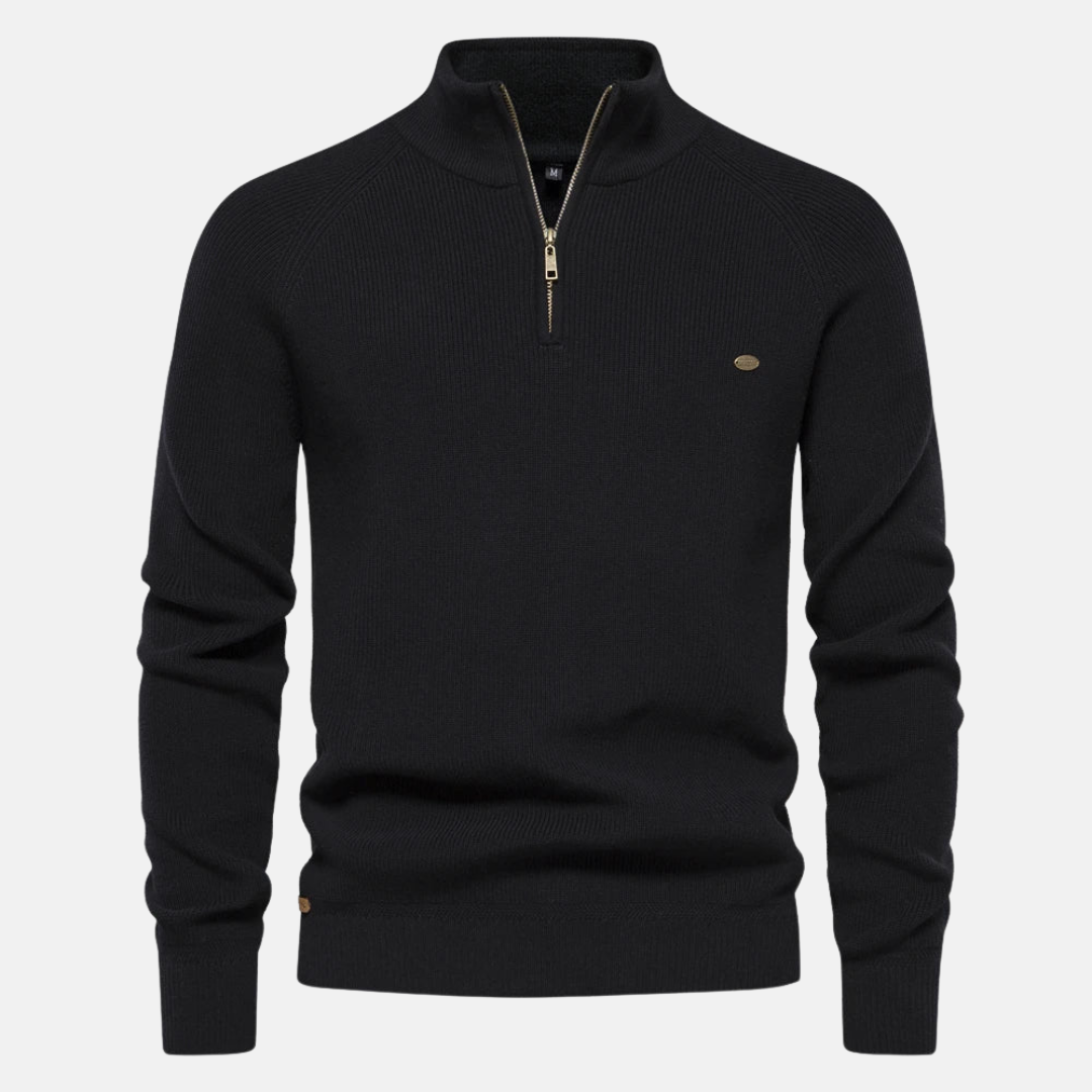 Nordwell Ribbed Zip Sweater voor Heren – Half-Zip Trui met Ribgebreide Mouwen
