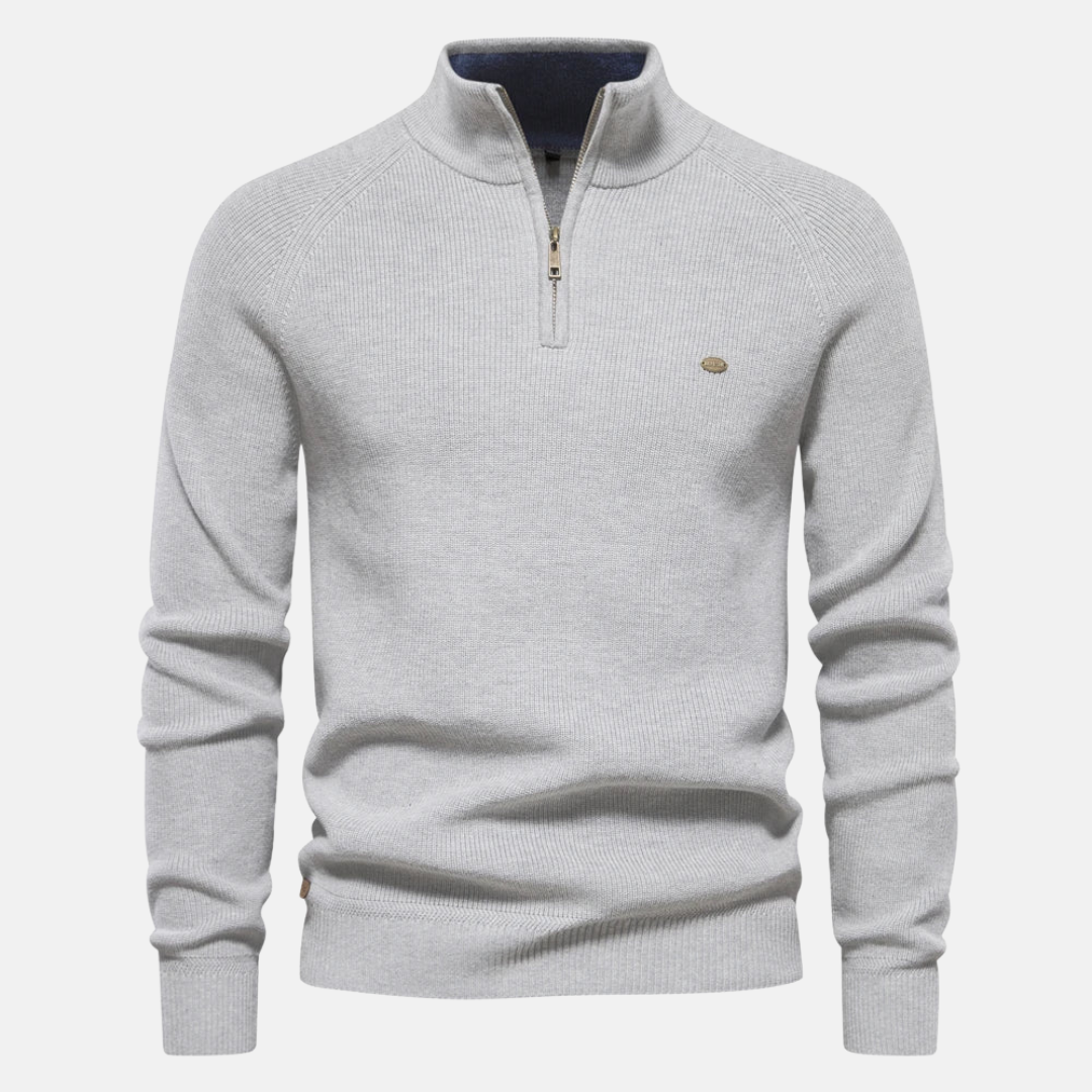 Nordwell Ribbed Zip Sweater voor Heren – Half-Zip Trui met Ribgebreide Mouwen
