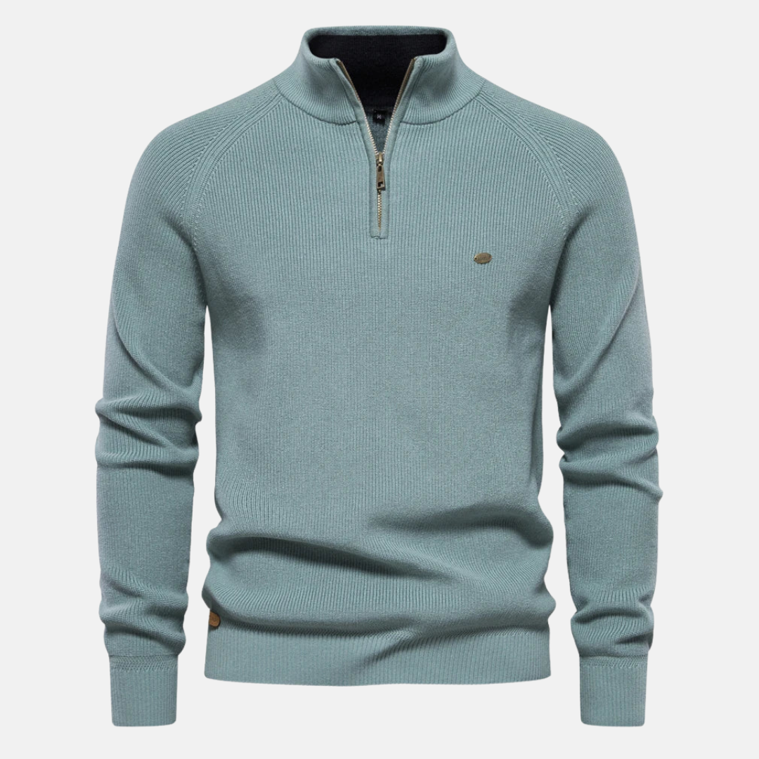 Nordwell Ribbed Zip Sweater voor Heren – Half-Zip Trui met Ribgebreide Mouwen