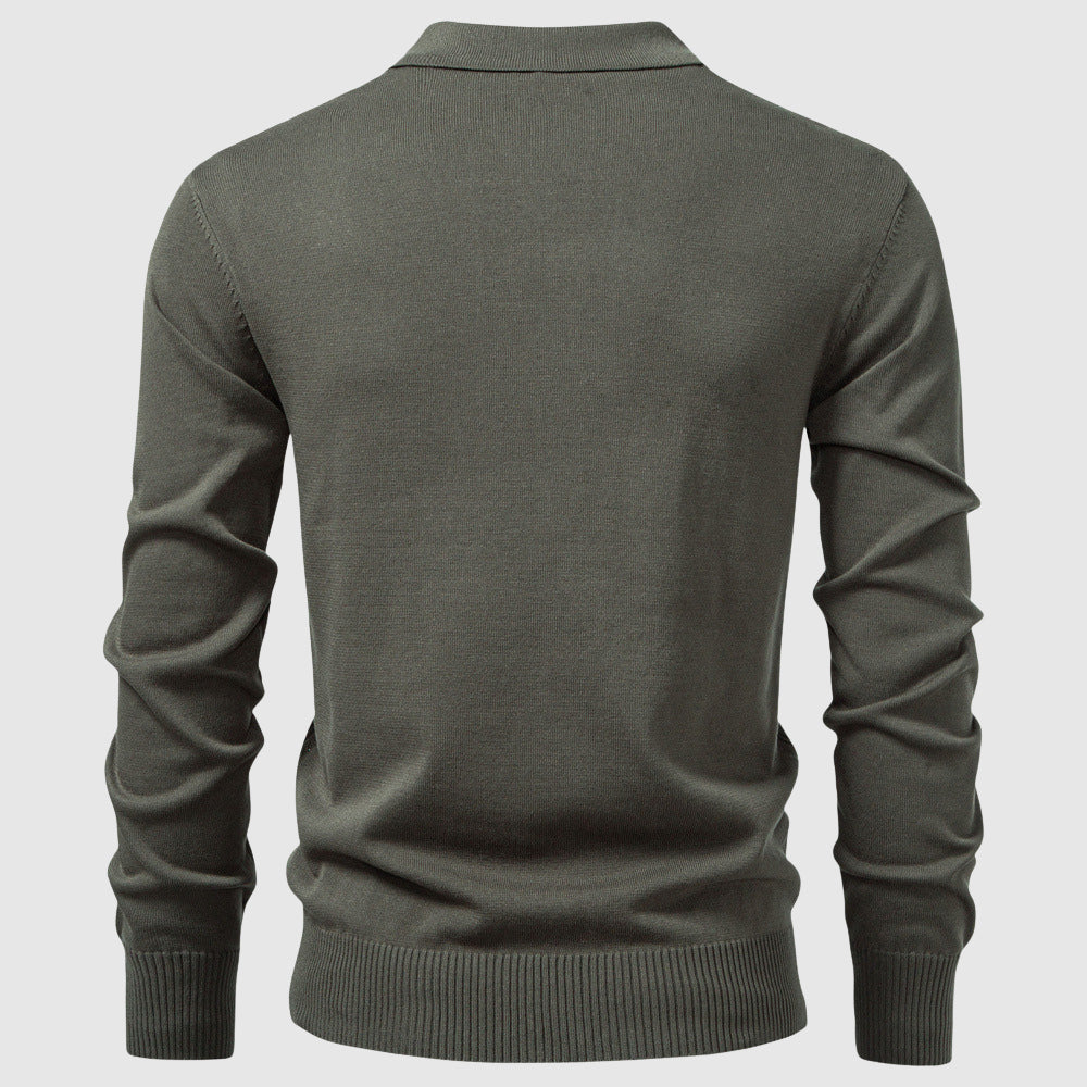 Alessio Quarter-Zip Polo Sweater - Textured Rib | Mokum Amsterdam™