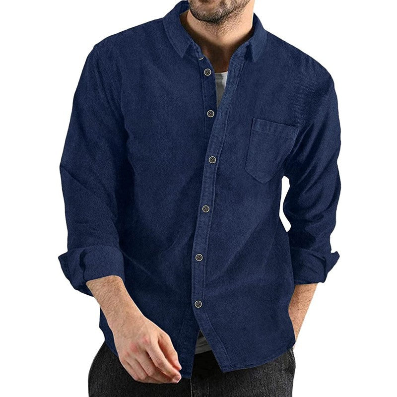 Lennon Corduroy Shirt | Heren Overhemd – Lange Mouwen, Knoopsluiting & Borstzak