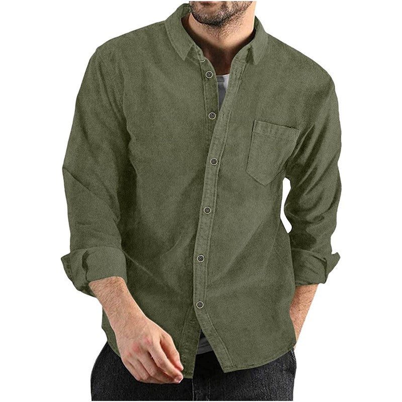 Lennon Corduroy Shirt | Heren Overhemd – Lange Mouwen, Knoopsluiting & Borstzak