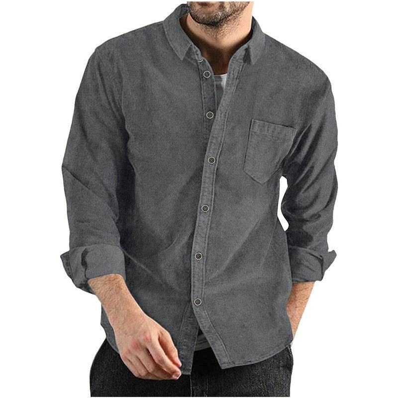 Lennon Corduroy Shirt | Heren Overhemd – Lange Mouwen, Knoopsluiting & Borstzak