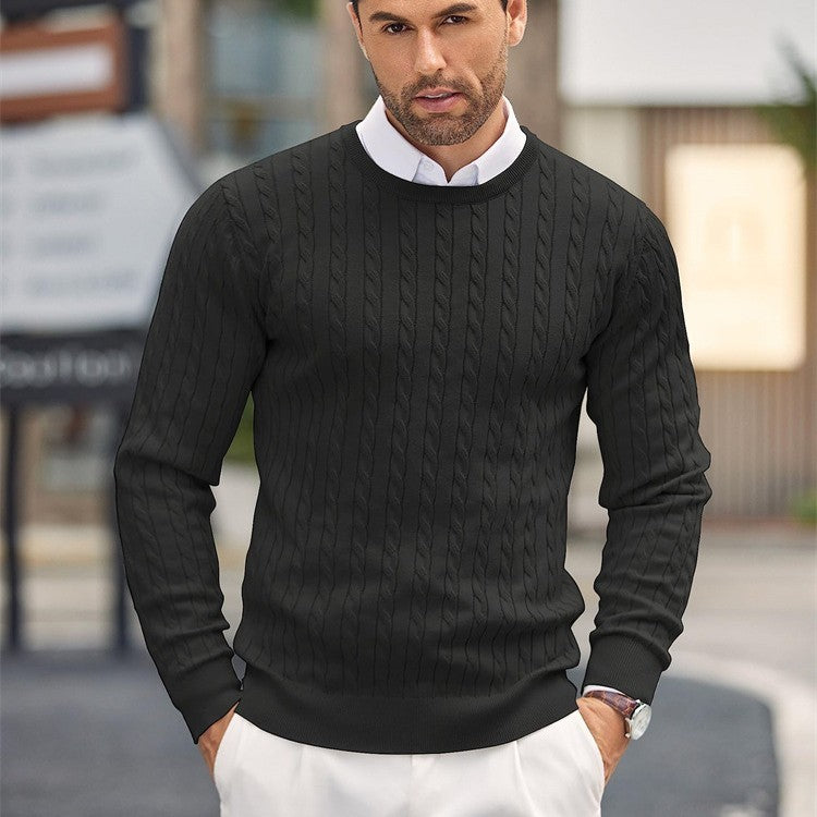 Caden Knit Pullover | Heren Trui – Slim Fit, Fijn Gebreid & Kabeldetail