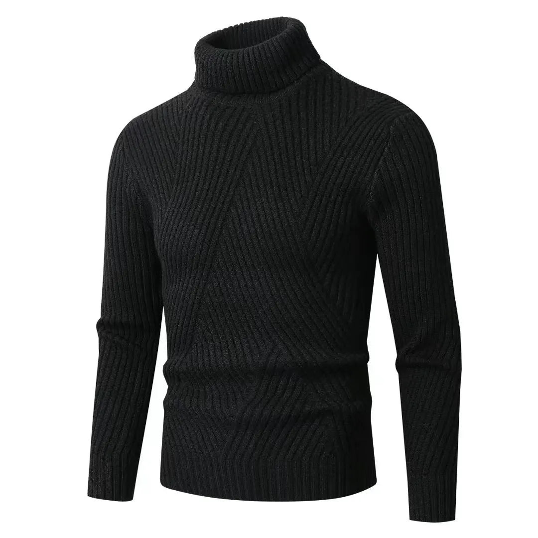 Men's Turtleneck – Slim Fit – Ribbed Wool – Long Sleeves – Comfortable Fit