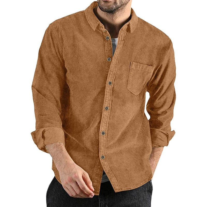 Lennon corduroy shirt – heren overhemd met lange mouwen, knoopsluiting en borstzak, casual fit