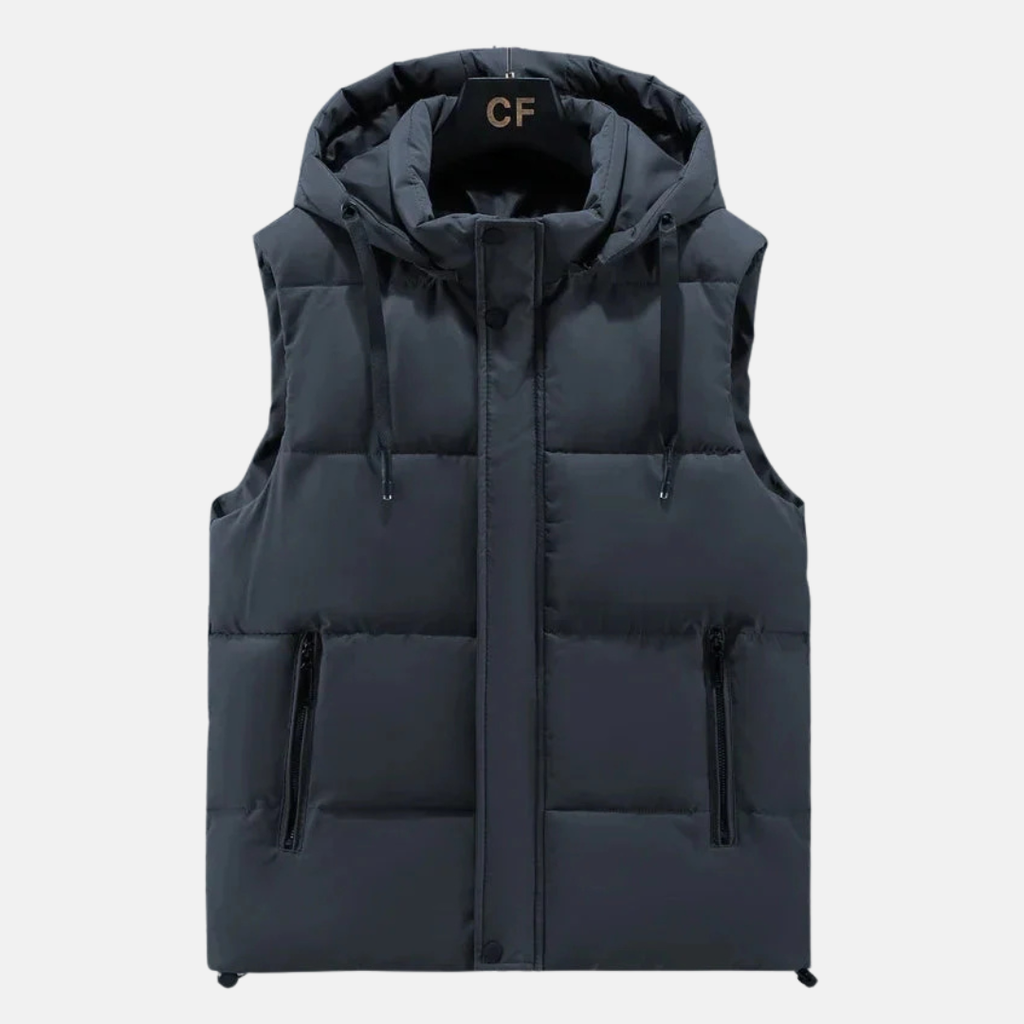 Lennox Quilted Bodywarmer – heren gewatteerd puffer vest met relaxed fit en verstelbare capuchon